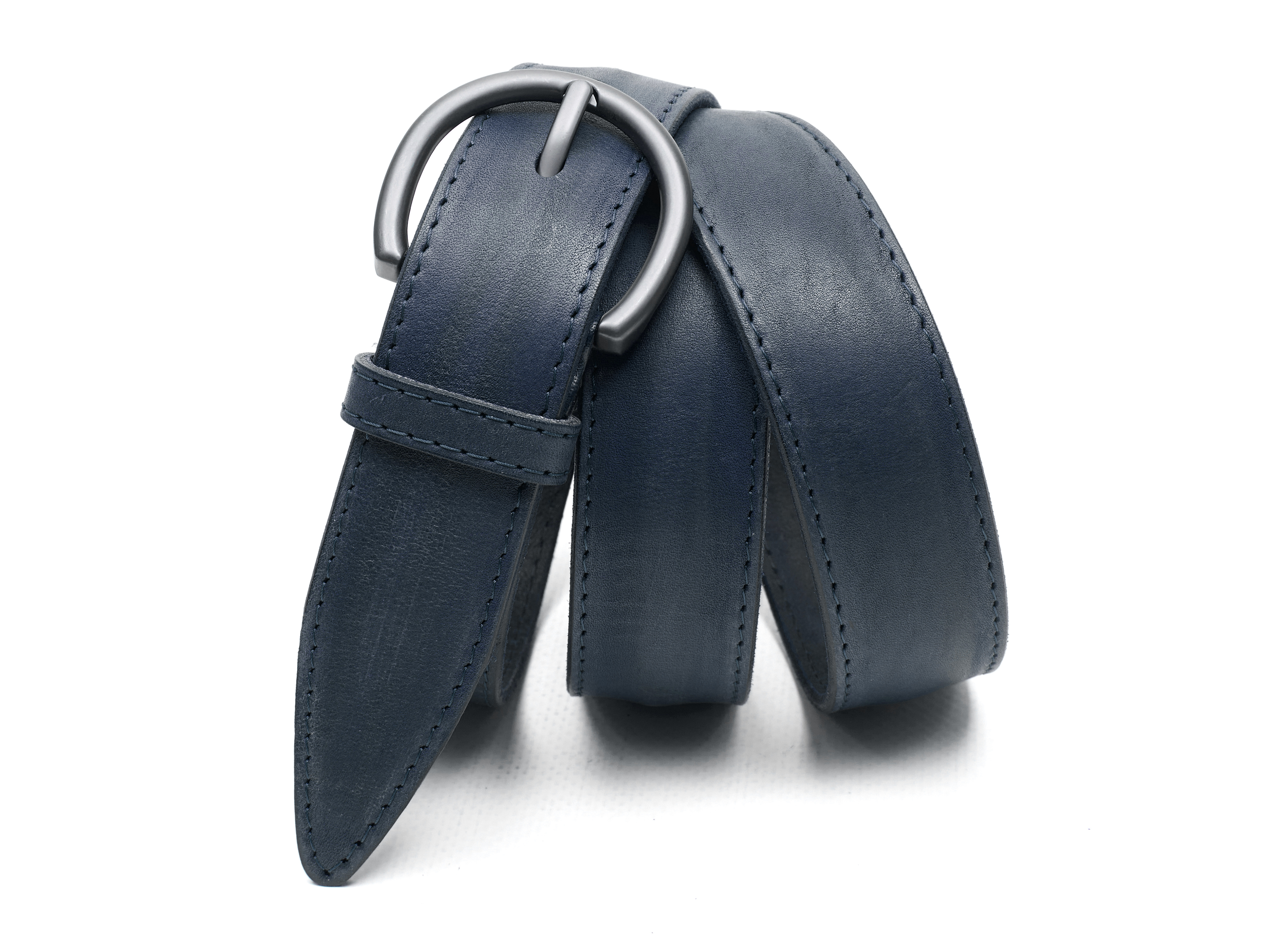 Кожаный синий женский джинсовый ремень B35-2137